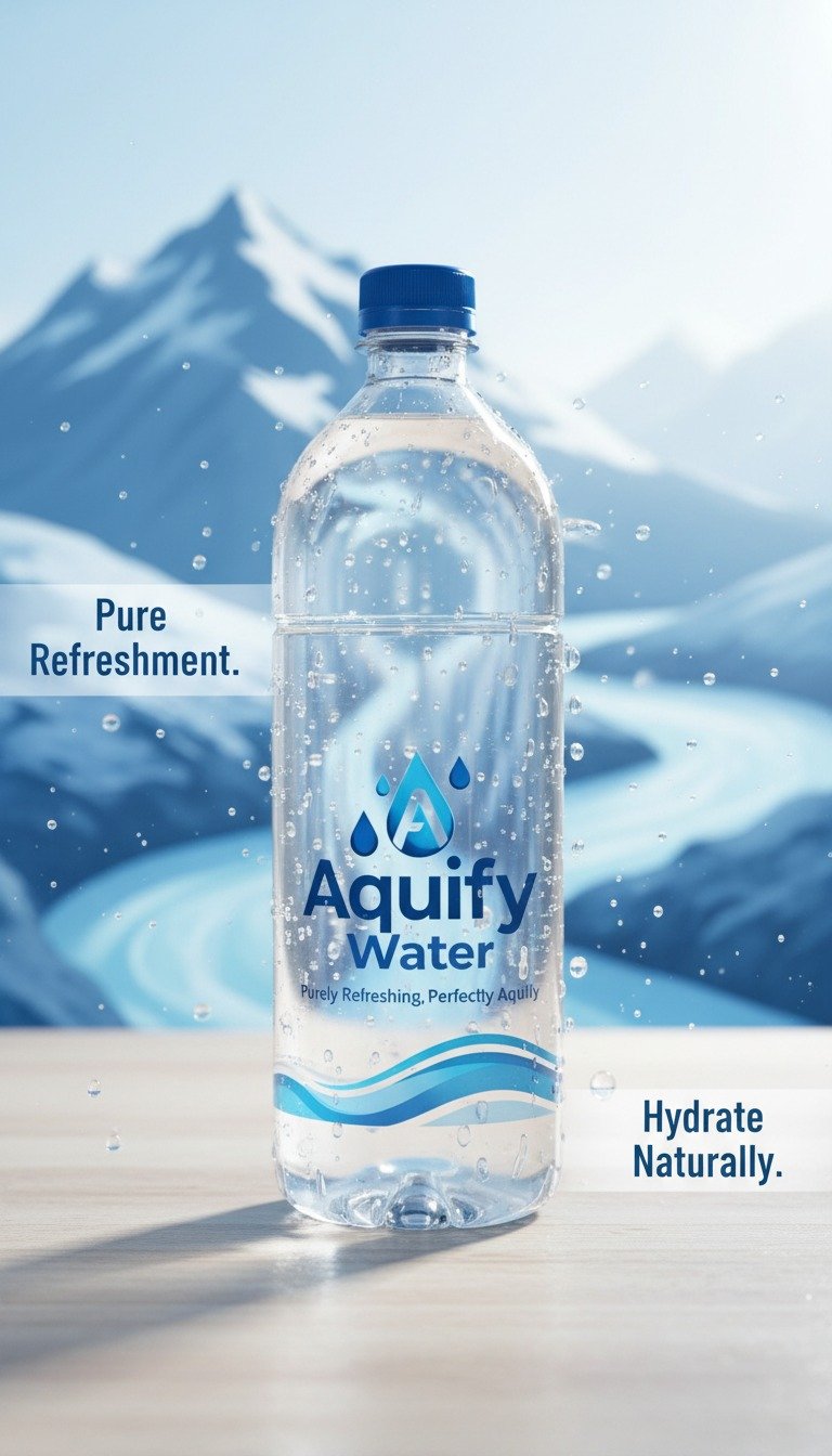 Pure packaged drinking water bottles by Aqify