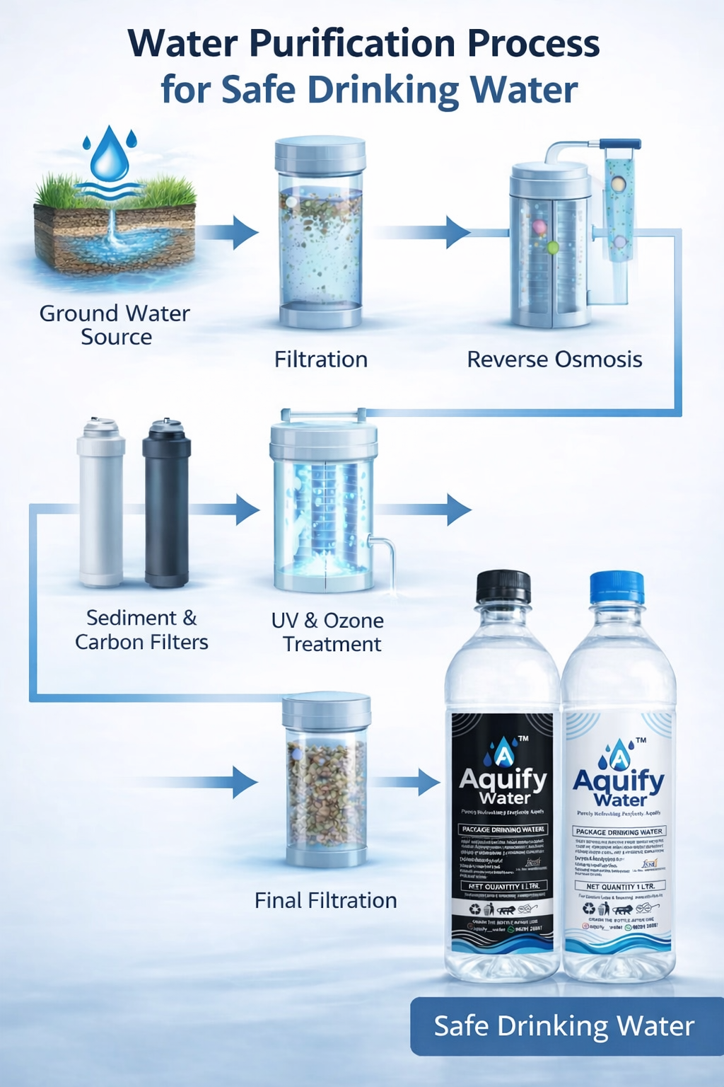 Water purification process for safe drinking water